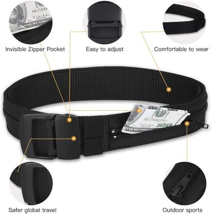 🔒 Ceinture Cache-Billets Sécurisée – L'accessoire Discret Pour Garder Votre Argent À L'abri