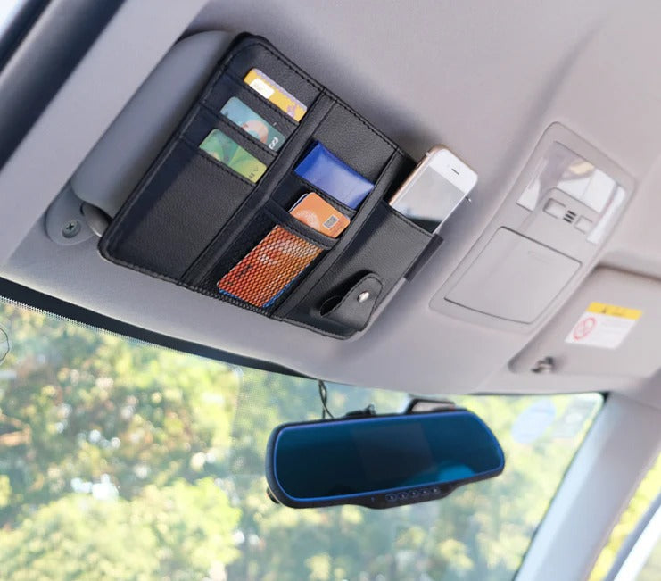 🛻 Organisateur de Pare-Soleil 🚗 | Multi-Poches 💳 Téléphone 📱 Lunettes 🕶️ Stylos ✍️ & Plus Encore !