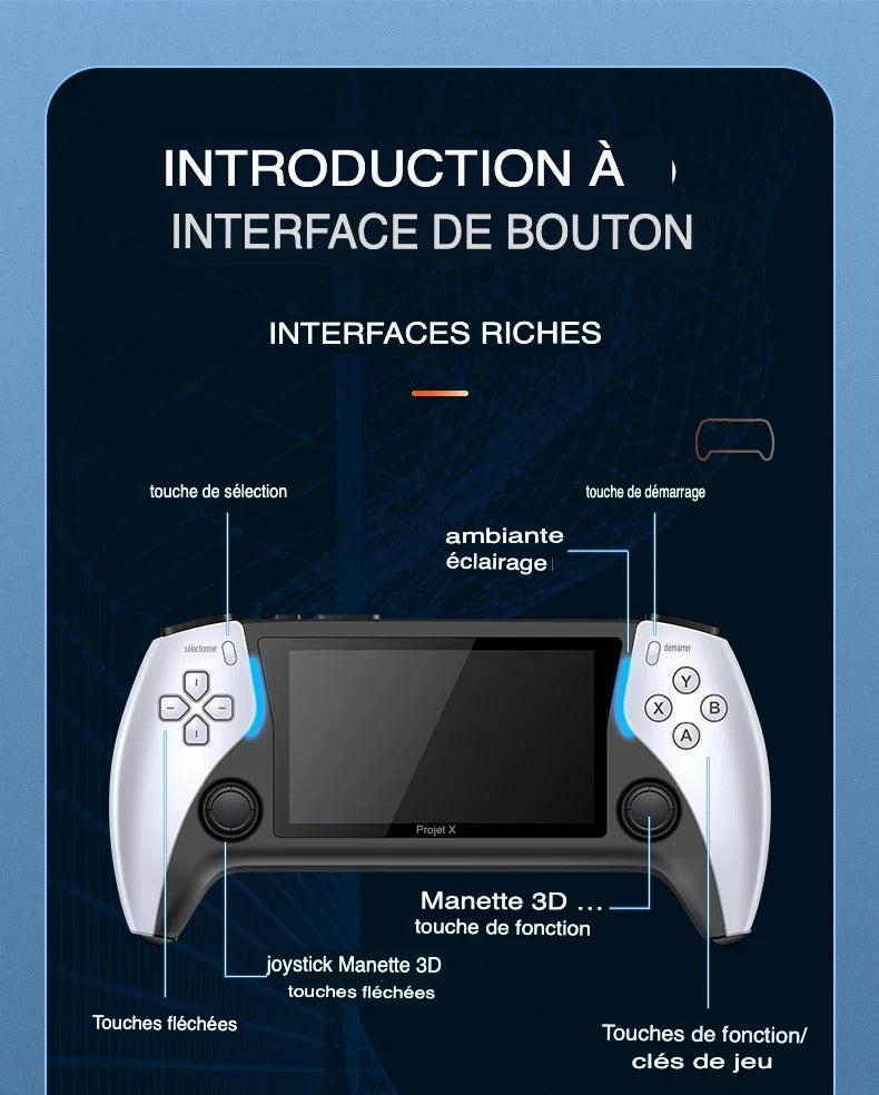 🎮 Console de Jeu Portable Project X – Écran HD 5", 2 Go RAM, HDMI & 10 000+ Jeux Inclus