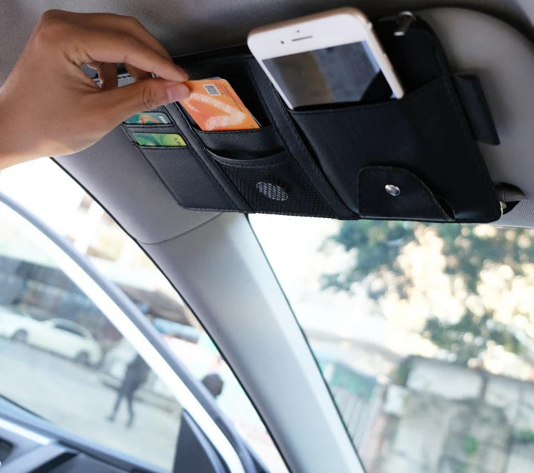 🛻 Organisateur de Pare-Soleil 🚗 | Multi-Poches 💳 Téléphone 📱 Lunettes 🕶️ Stylos ✍️ & Plus Encore !