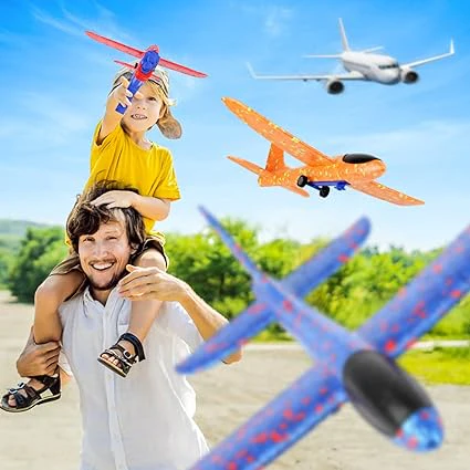 ✈️ Avion Planeur en Mousse avec Lanceur Catapulte et LED – Jouet de Vol Extérieur pour Enfants