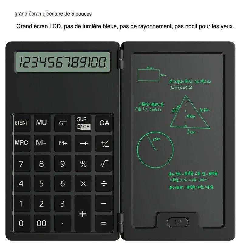 Calculatrice électronique scientifique avec tablette d'écriture LCD (3 IN 1)