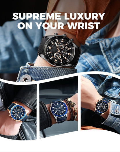 Montre Homme Quartz Multifonction – Étanche & Élégante