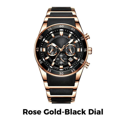 Montre Homme Quartz Multifonction – Étanche & Élégante