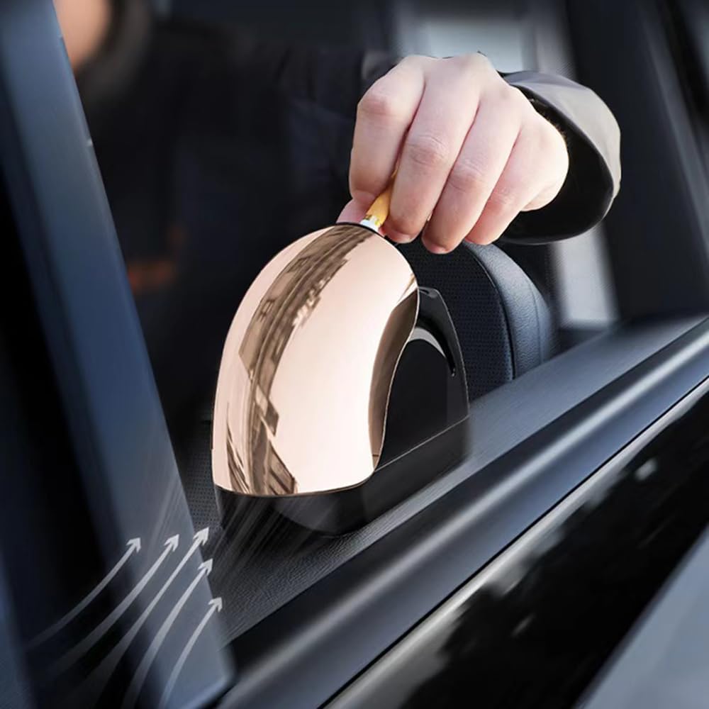 Mini cendrier de voiture portable avec lumière LED bleue – Anti-vent et couvercle hermétique.