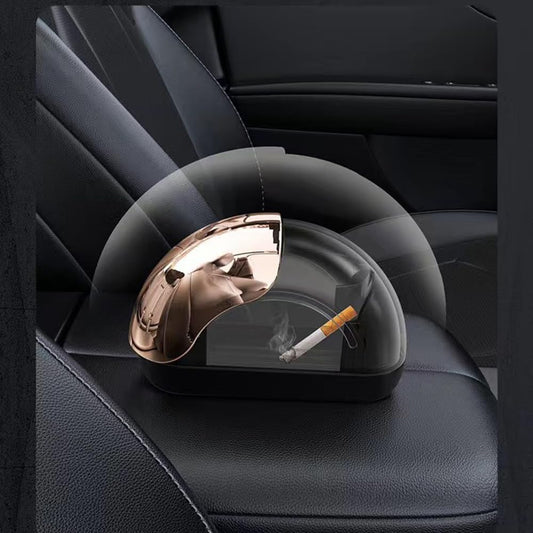 Mini cendrier de voiture portable avec lumière LED bleue – Anti-vent et couvercle hermétique.