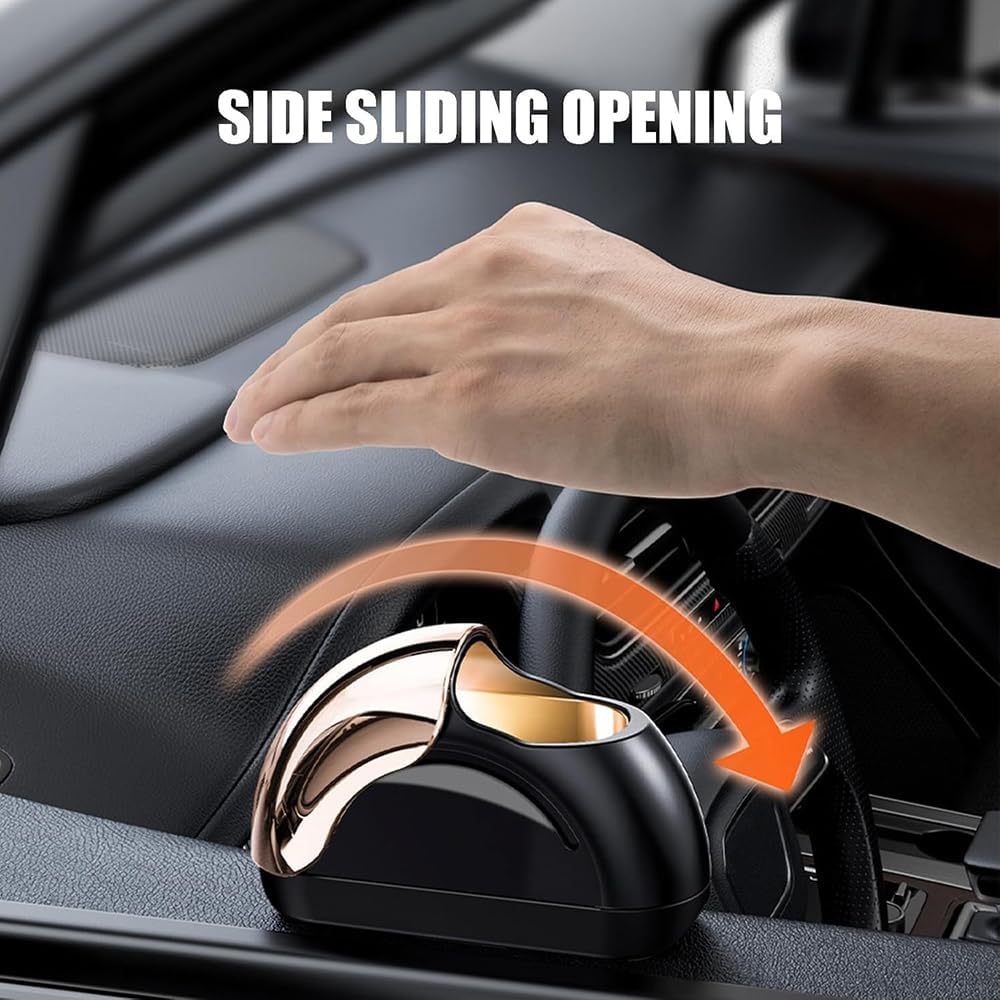 Mini cendrier de voiture portable avec lumière LED bleue – Anti-vent et couvercle hermétique.