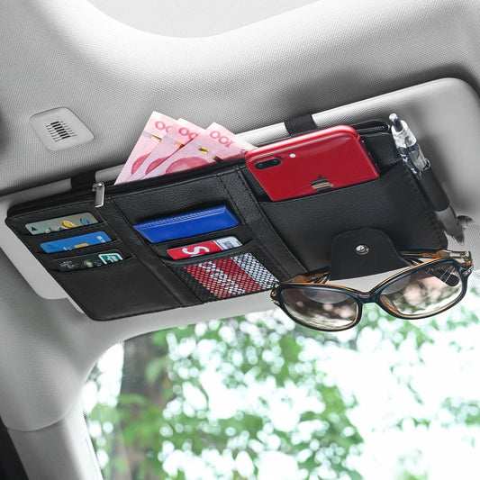 🛻 Organisateur de Pare-Soleil 🚗 | Multi-Poches 💳 Téléphone 📱 Lunettes 🕶️ Stylos ✍️ & Plus Encore !