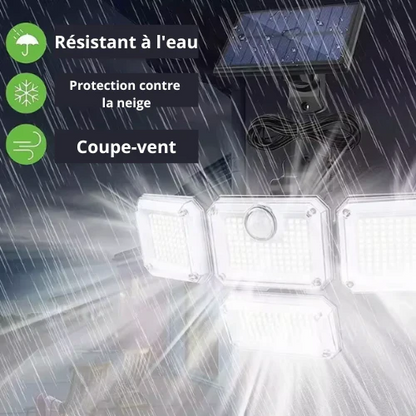 🔆 Éclairage Extérieur Solaire À 3 Têtes Orientables – 122 LED Ultra Puissantes, 🌧️ Étanche 🎛️, 3 Modess