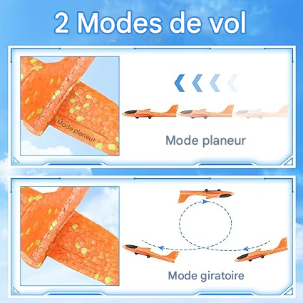 ✈️ Avion Planeur en Mousse avec Lanceur Catapulte et LED – Jouet de Vol Extérieur pour Enfants
